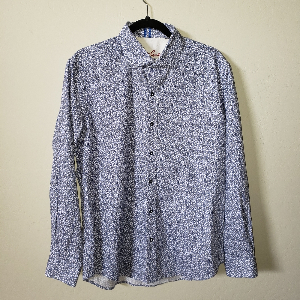 Robert Graham blue and white paisley button down Mens Size large. - Picture 14 of 14